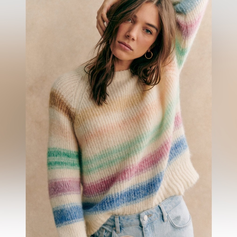 Sézane pastel stripes wool sweater NWT